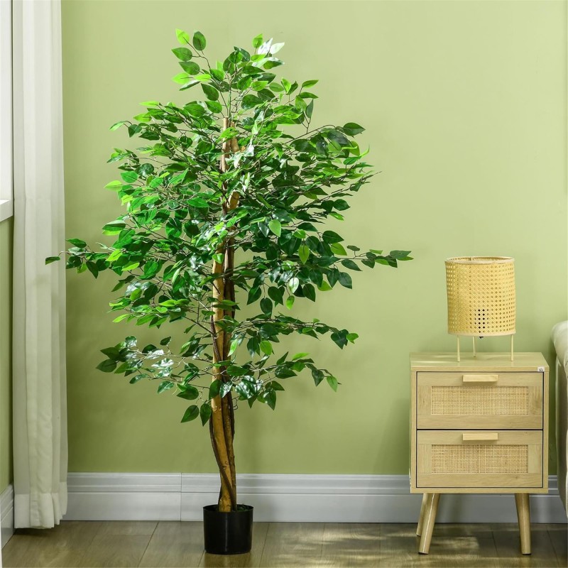 Planta de Oficina VIRA, Altura 150 cm, Ficus Artificial con Maceta Incluida
