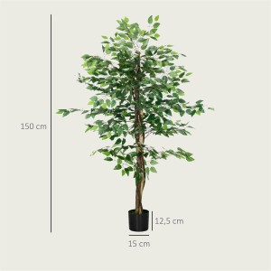 Planta de Oficina VIRA, Altura 150 cm, Ficus Artificial con Maceta Incluida
