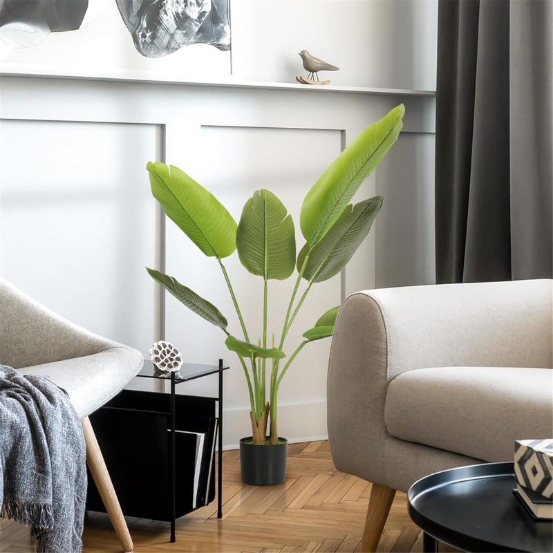 Planta de Oficina NOKI, Altura 109 cm, Bananera Artificial con Maceta Incluida