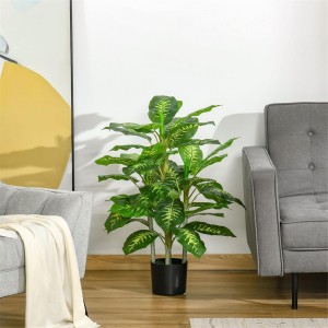 Planta de Oficina PIXO, Altura 105 cm, Aglaonema Artificial con Maceta Incluida