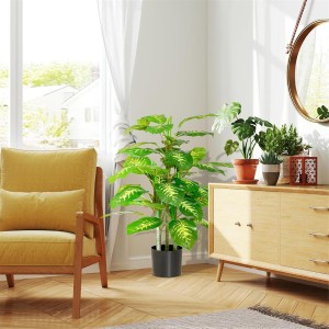 Planta de Oficina PIXO, Altura 105 cm, Aglaonema Artificial con Maceta Incluida