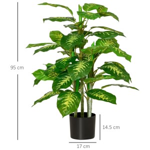 Planta de Oficina PIXO, Altura 105 cm, Aglaonema Artificial con Maceta Incluida