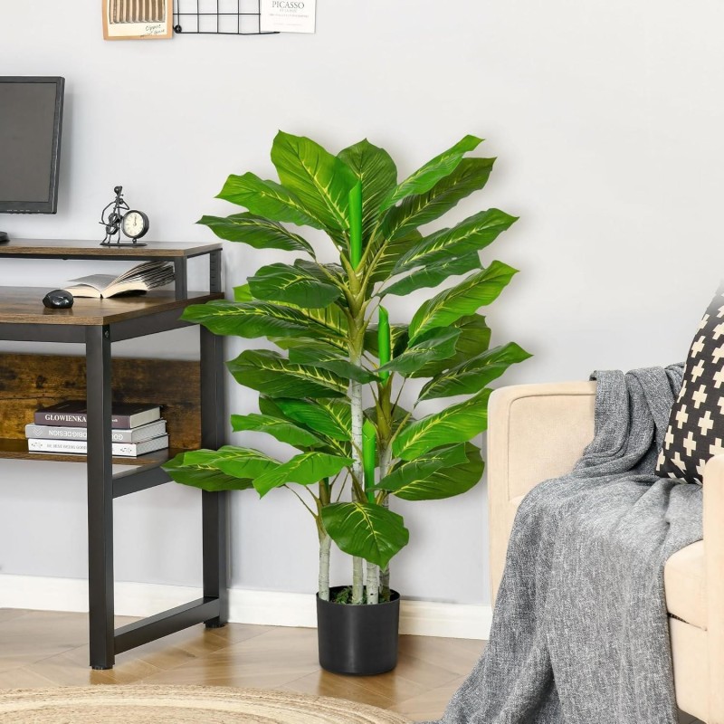 Planta de Oficina ZERA, Altura 95 cm, Hoja Perenne Artificial con Maceta Incluida