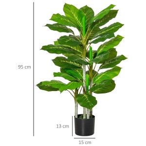 Planta de Oficina ZERA, Altura 95 cm, Hoja Perenne Artificial con Maceta Incluida