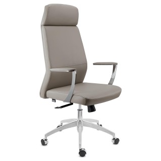 Sillón de oficina NOVAK, brazos de diseño, en piel gris claro