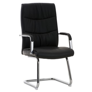 Silla de Confidente CAROL, estructura metálica, en Piel color Negro