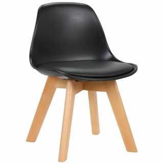 Silla infantil LYNA, Patas de Madera, en Piel color Negro
