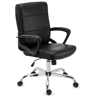 Sillón de oficina CONTE, cómodo y resistente, en piel negra