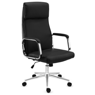 Sillón de oficina DETROIT, elegante diseño, piel negra