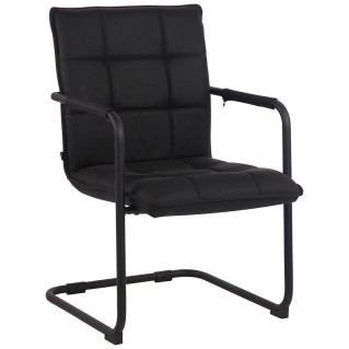 Silla de Confidente TORRES, Estructura Metálica Negra, en Piel Natural color Negro