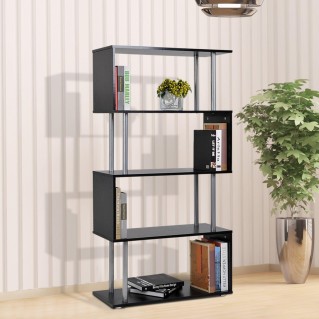 Estantería-librería AMELIA 64x30x130 cm, Diseño Moderno tipo Industrial, en Acero y Madera color Roble