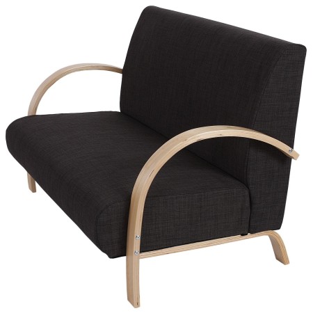 Sofá de 2 plazas INDUS, gran acolchado, tela marrón oscuro