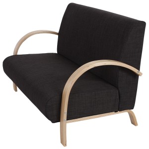 Sofá de 2 plazas INDUS, gran acolchado, tela marrón oscuro