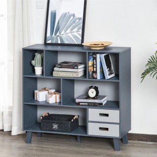 Estantería ORLANDO en Madera color Azul y Haya