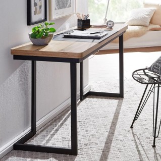 Mesa de Oficina BETA con Superficie de Madera y Estructura Metálica Negra