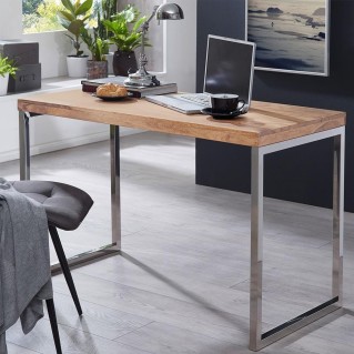 Mesa de Oficina ARGOS, Estructura Metálica, Superficie de Madera color Acacia