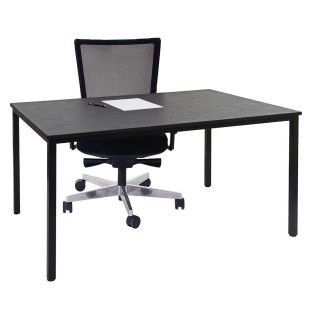 Mesa de oficina DEMI, estructura metálica y superficie en madera color negro