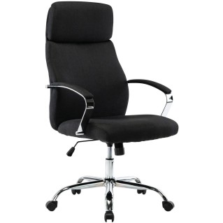 Sillón de oficina RONDA TELA, base y brazos metálicos, negro