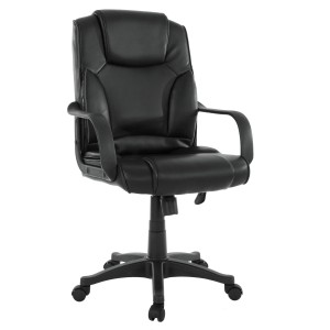 Silla de despacho CONIL en piel negra, basculante, acolchado