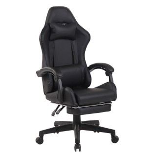 Silla Gaming ATMOS, Con Reposapiés, en Piel color Negro