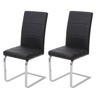 Lote 2 Sillas de Confidente VERMONT en Piel color Negro