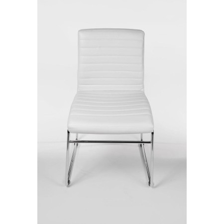 Silla de Confidente LESA, estructura metálica, en Piel color Blanco