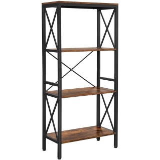 Estantería SELENE, Diseño Industrial, en Metal y Madera, color Roble Oscuro