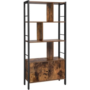 Estantería MESTA, Diseño Industrial, en Metal y Madera, color Roble Oscuro Oscuro