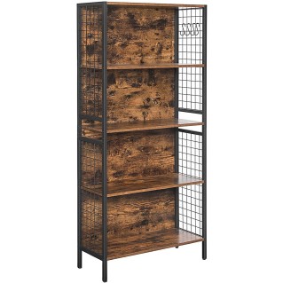 Estantería CAMPBELL en Metal y Madera, color Roble Oscuro