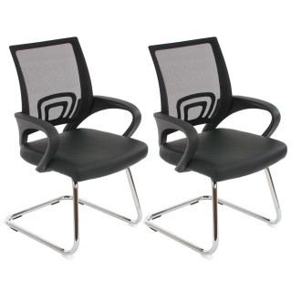 Lote 2 sillas confidente ergonómicas SEUL NET, malla/piel negro