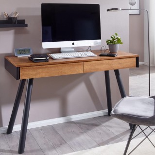Mesa de Oficina JÚPITER, Exclusivo Diseño, con Superficie de Madera y Estructura Metálica Cromada