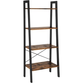 Estantería MENDY, Diseño Rústico en Escalera, en Madera color Nogal