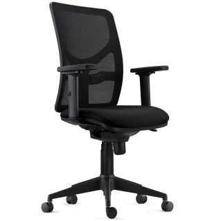 Silla de Oficina MILO, Brazos 2D y Soporte Lumbar, Tela Negra
