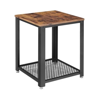Mesa Auxiliar MEDINA, en Madera y Metal, color Negro y Marrón Oscuro
