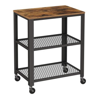 Mesa Auxiliar con Ruedas KENZIE, color Negro y Marrón Oscuro
