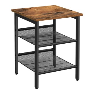 Mesa Auxiliar SAURO, en Metal y Madera, color Negro y Marrón Oscuro