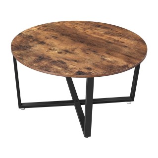 Mesa Auxiliar SALLY, en Metal y Madera, color Negro y Marrón Oscuro