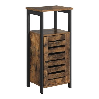 Mesa Auxiliar LAGUNA en Metal y Madera, color Negro y Marrón Oscuro