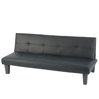 Sofá plegable de 3 plazas DAVO, muy versátil y cómodo, bonito diseño con capitoné en piel color negro