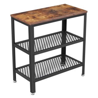 Mesa Auxiliar AVRIL, en Metal y Madera, color Negro y Marrón Oscuro