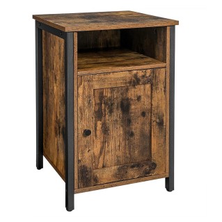 Mesa Auxiliar BILLY en Metal y Madera, color Negro y Marrón Oscuro