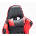 Silla gaming ZELDA, reclinable, con cojines, en piel color negro/rojo