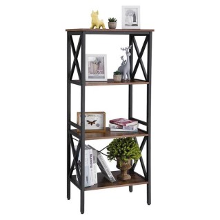 Estantería PARIS, Diseño moderno e industrial, en Metal y Madera, color Roble Oscuro