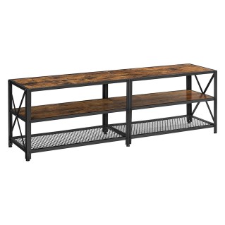 Estantería Baja DONTIN, en Metal y Madera, color Negro y Marrón Oscuro