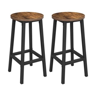 Set 2 taburetes DUO, en Metal Negro y Madera color Marrón Oscuro