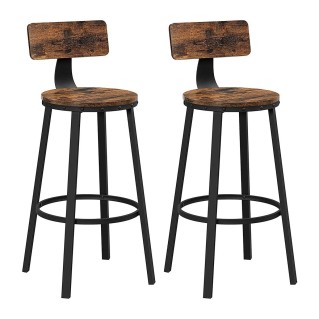 Set de dos taburetes KODI, en metal y madera color Marrón