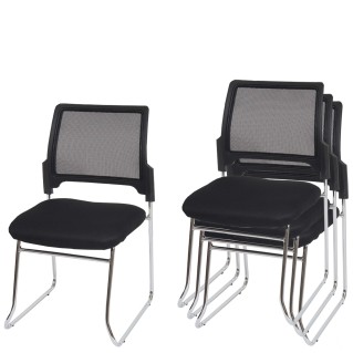 Lote de 4 sillas de confidente PISA apilables con diseño ergonómico, estructura metálica y tapizadas en malla transpirable