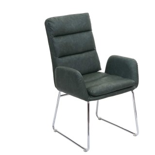 Silla de Confidente DAYTONA, Patas Metálicas, en Piel Verde