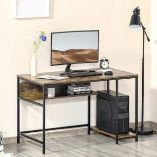 Mesa de Oficina BRETON en Metal y Madera color Nogal