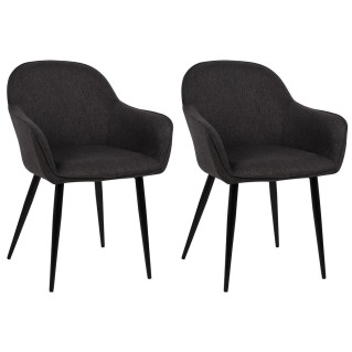 Lote de 2 Sillas de Confidente TAMARA, Patas Negras, en Tela color Negro